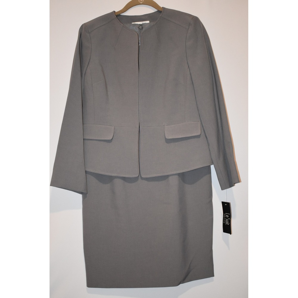 NWT Womans‎ Le Suit Women's Jacket/Dress Suit Gray, Midi, Size 8 Petite